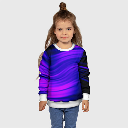Детский свитшот 3D Волнистый абстрактный узор в синих и малиновых тонах, цвет 3D печать - фото 7