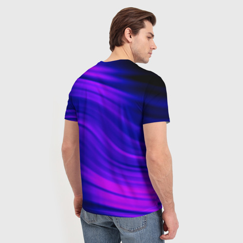 Мужская футболка 3D Волнистый абстрактный узор в синих и малиновых тонах, цвет 3D печать - фото 4