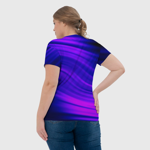 Женская футболка 3D Волнистый абстрактный узор в синих и малиновых тонах, цвет 3D печать - фото 7