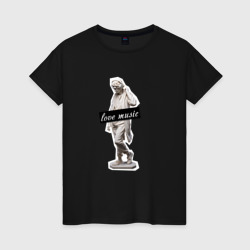 Гипсовый памятник мужчина в наушниках – Женская футболка хлопок с принтом купить со скидкой в -20%
