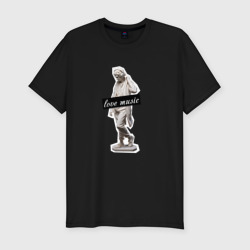 Мужская футболка хлопок Slim Гипсовый памятник мужчина в наушниках