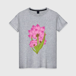 Женская футболка хлопок Букет летних цветов лотос