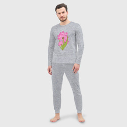 Мужская пижама с лонгсливом хлопок Букет летних цветов лотос - фото 2