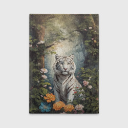 Обложка для автодокументов Белый тигр в лесу