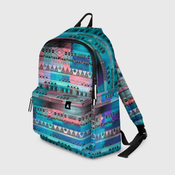 Рюкзак 3D Голубой с разноцветными вставками этнический орнамент 