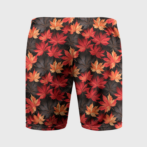 Мужские шорты спортивные Кленовые листья на темном фоне , цвет 3D печать - фото 2