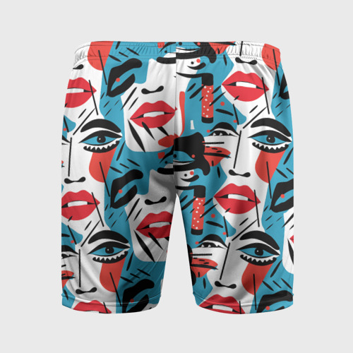 Мужские шорты спортивные Губы и глаза, цвет 3D печать - фото 2