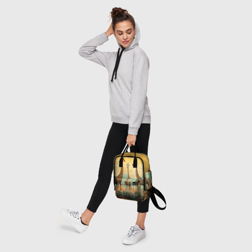 Женский рюкзак 3D с принтом Три жирафа в стиле фолк-арт, фото #4