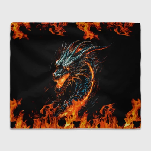 Плед 3D с принтом Свирепый огненный дракон 2024, вид спереди #2