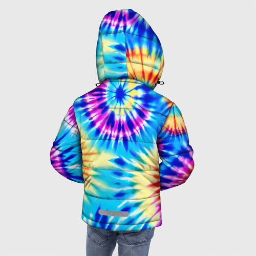 Зимняя куртка для мальчиков 3D с принтом Красочная композиция - тай-дай, вид сзади #2
