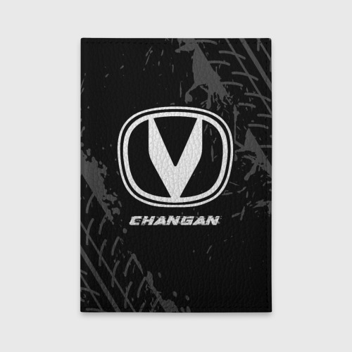 Обложка для автодокументов Changan speed на темном фоне со следами шин