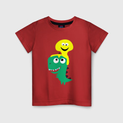 Детская футболка хлопок Детский динозавр со смайликом на голове