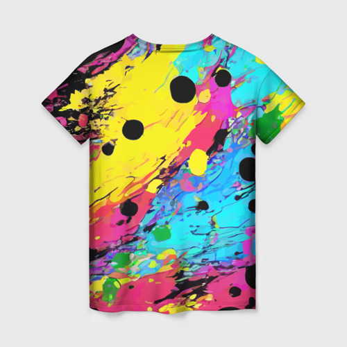 Женская футболка 3D Цветная абстракция - живопись, цвет 3D печать - фото 2