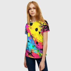 Женская футболка 3D Цветная абстракция - живопись - фото 2