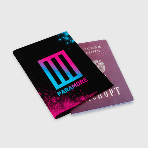 Обложка для паспорта матовая кожа Paramore - neon gradient - фото 3