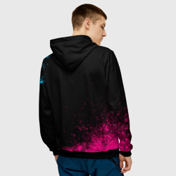 Толстовка с принтом Paramore - neon gradient для мужчины, вид на модели сзади №2. Цвет основы: черный