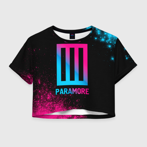 Женская футболка Crop-top 3D Paramore - neon gradient, цвет 3D печать