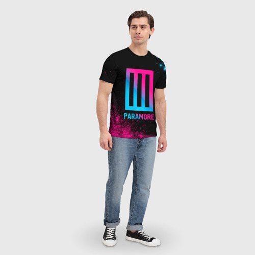 Мужская футболка 3D Paramore - neon gradient, цвет 3D печать - фото 5