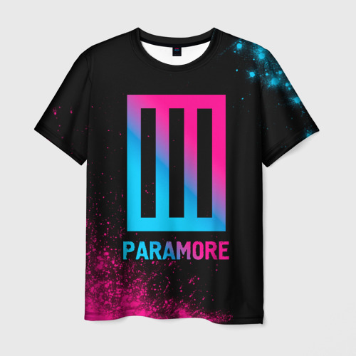 Мужская футболка 3D Paramore - neon gradient, цвет 3D печать