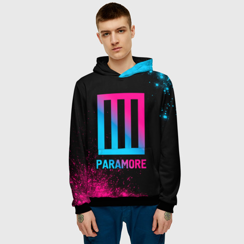 Мужская толстовка 3D Paramore - neon gradient, цвет черный - фото 3