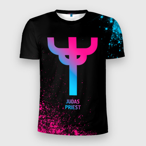 Мужская футболка 3D Slim Judas Priest - neon gradient, цвет 3D печать