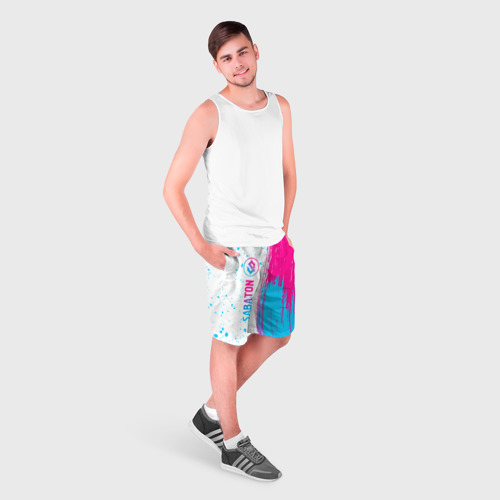 Мужские шорты 3D Sabaton neon gradient style: по-вертикали, цвет 3D печать - фото 3