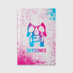 Обложка для паспорта матовая кожа Deftones neon gradient style