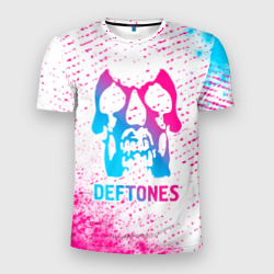 Мужская футболка 3D Slim Deftones neon gradient style