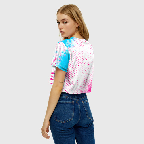 Женская футболка Crop-top 3D Deftones neon gradient style, цвет 3D печать - фото 5