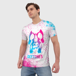 Мужская футболка 3D Deftones neon gradient style - фото 2