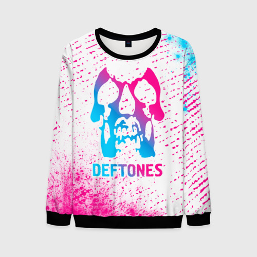 Мужской свитшот 3D Deftones neon gradient style, цвет черный