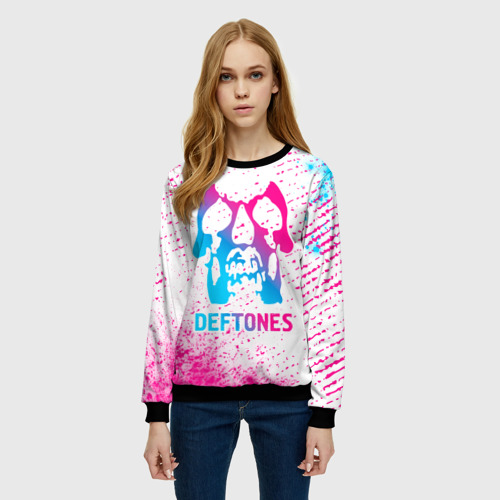 Женский свитшот 3D Deftones neon gradient style, цвет 3D печать - фото 3