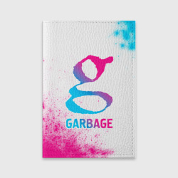 Обложка для паспорта матовая кожа Garbage neon gradient style