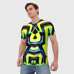 Мужская футболка 3D Mirror abstract composition - неон - фото 2