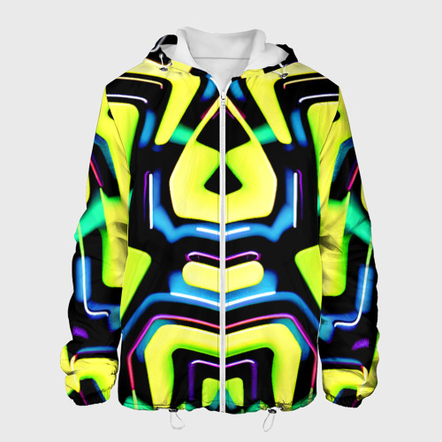 Мужская куртка 3D Mirror abstract composition - неон, цвет 3D печать