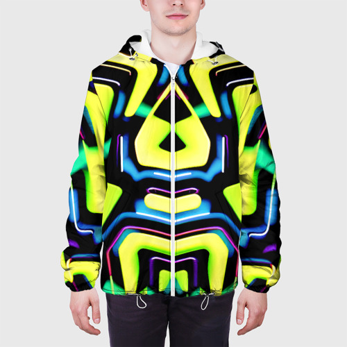 Мужская куртка 3D Mirror abstract composition - неон, цвет 3D печать - фото 4