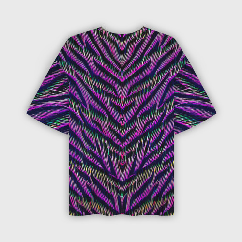 Мужская футболка oversize 3D Mirror abstraction - neural network, цвет 3D печать - фото 2