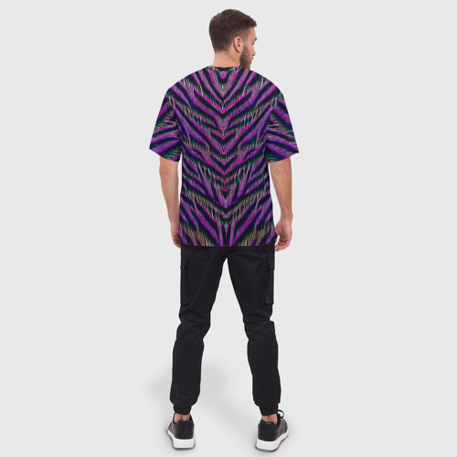 Мужская футболка oversize 3D Mirror abstraction - neural network, цвет 3D печать - фото 4