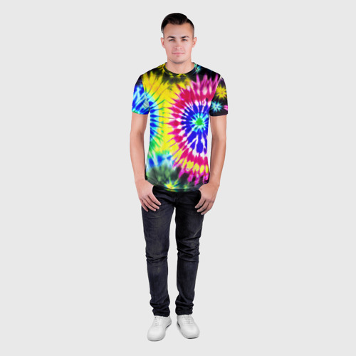 Мужская футболка 3D Slim Colorful floral composition - tie-dye, цвет 3D печать - фото 4