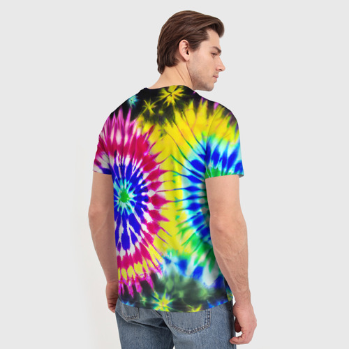 Мужская футболка 3D Colorful floral composition - tie-dye, цвет 3D печать - фото 4