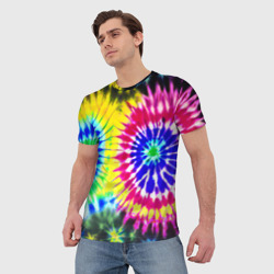 Мужская футболка 3D Colorful floral composition - tie-dye - фото 2