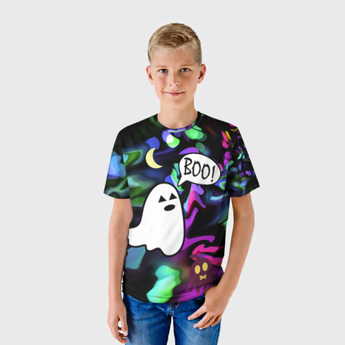 Детская футболка 3D с принтом Ночное привидение, фото на моделе #1