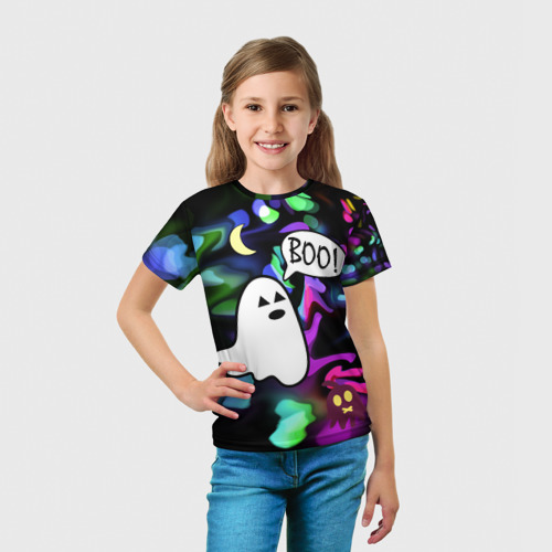 Детская футболка 3D с принтом Ночное привидение, вид сбоку #3