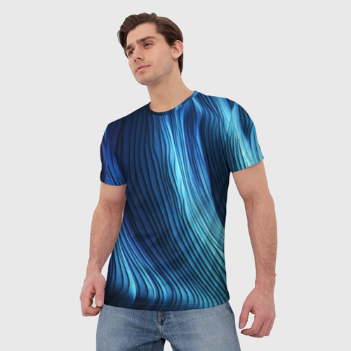 Мужская футболка 3D Трехмерные волны, цвет 3D печать - фото 3