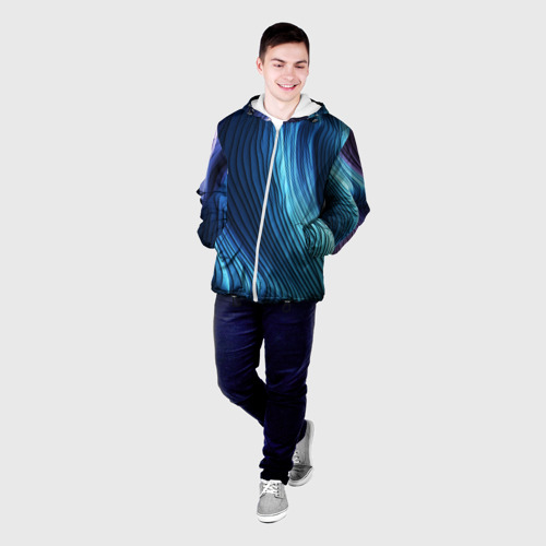 Мужская куртка 3D Трехмерные волны, цвет 3D печать - фото 3