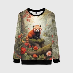 Женский свитшот 3D Красная панда в лесу 