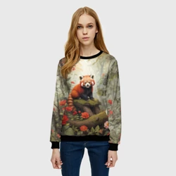 Женский свитшот 3D Красная панда в лесу  - фото 2