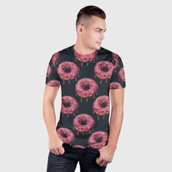 Мужская футболка 3D Slim Паттерн с пончиками - фото 2
