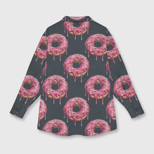 Мужская рубашка oversize 3D с принтом Паттерн с пончиками, вид сзади #1