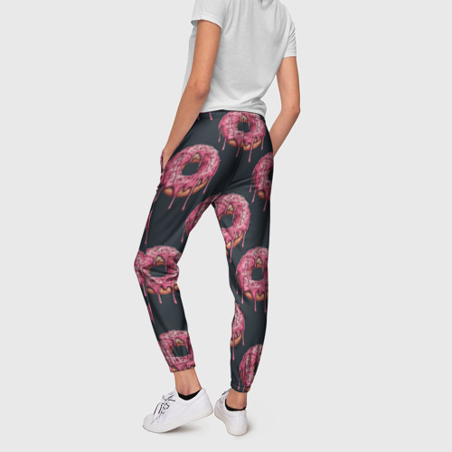 Женские брюки 3D с принтом Паттерн с пончиками, вид сзади #2